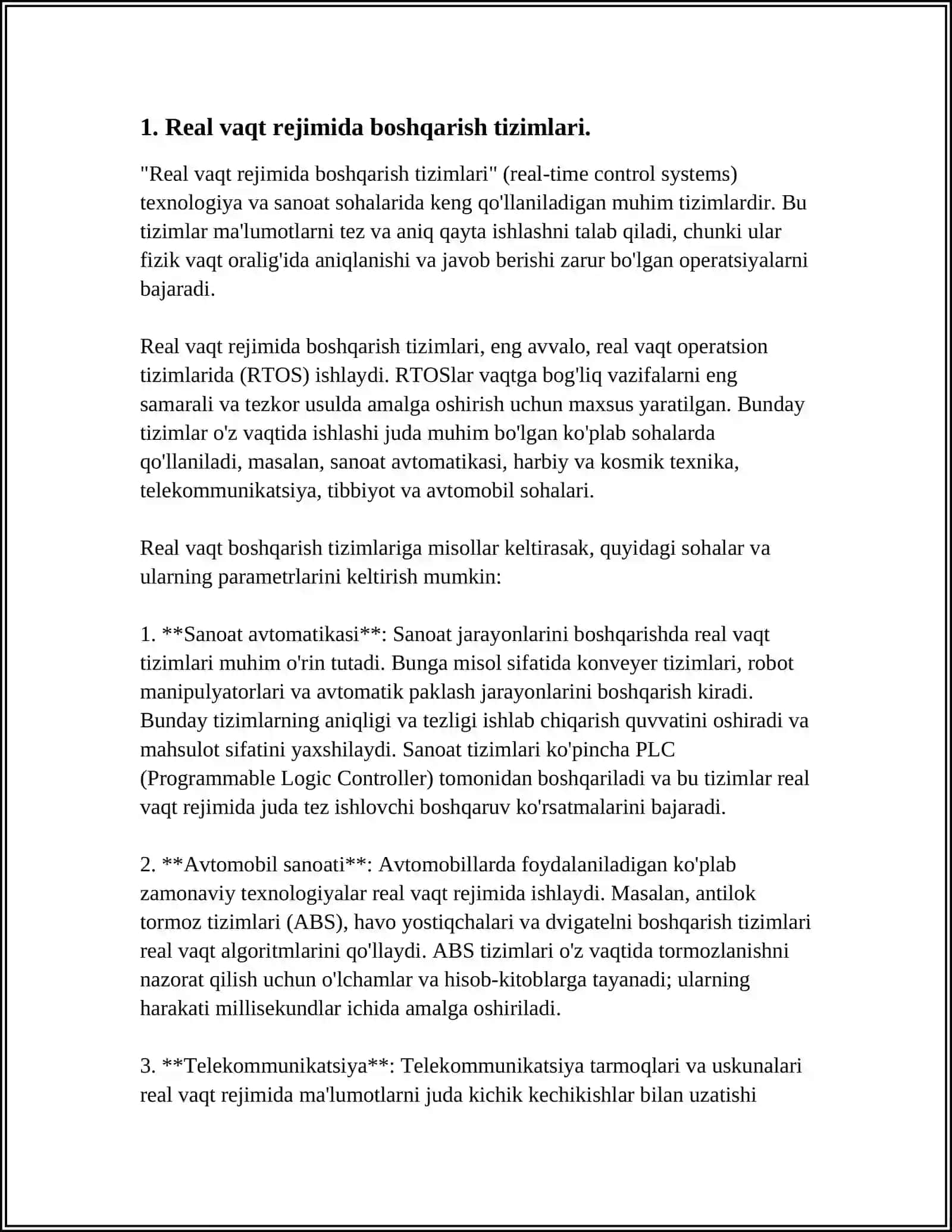 Real vaqt rejimida boshqarish tizimlari 4