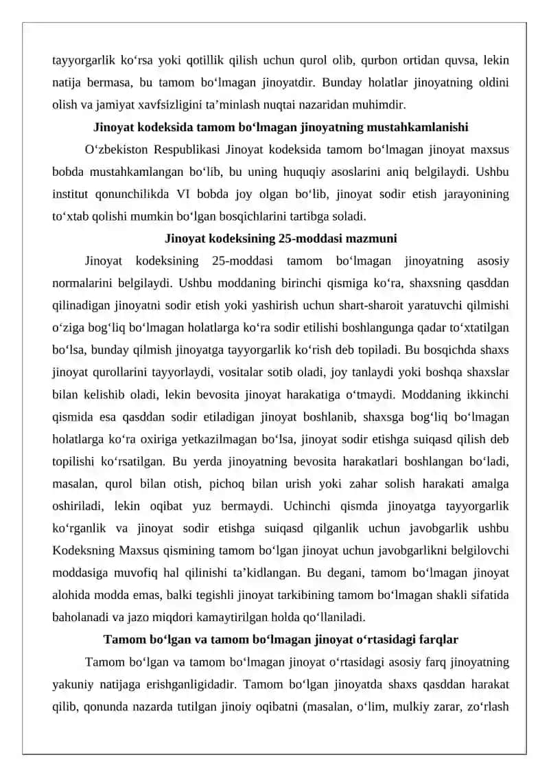 Tamom bo‘lmagan jinoyatlar tushunchasi va turlari 4