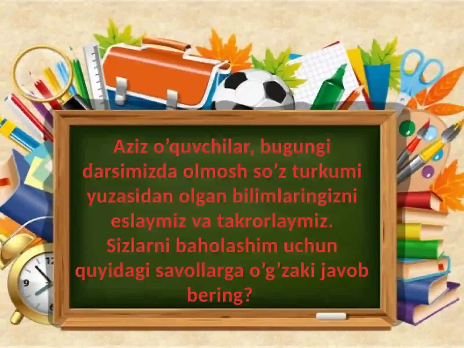 Olmosh soʻz turkumi yuzasidan oʻtilganlarni takrorlash 4