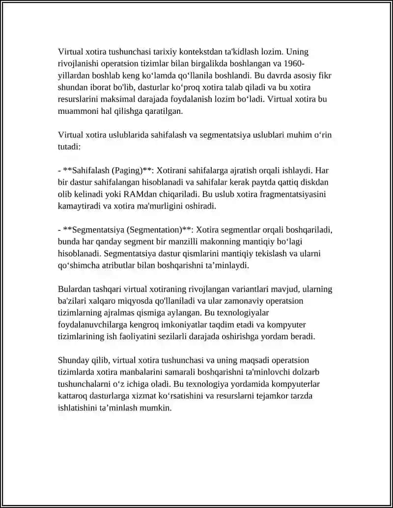 OPERATSION TIZIMLARDA VIRTUAL XOTIRA TUSHUNCHASI 4