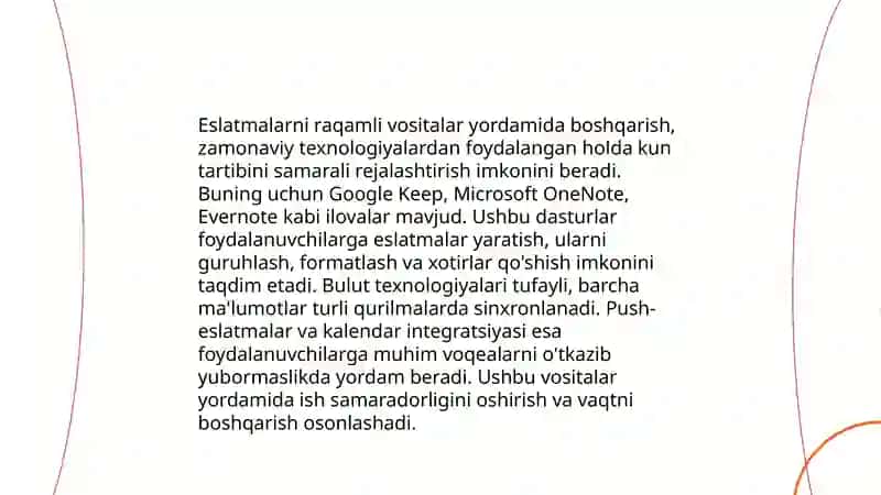 Eslatmalar bilan ishlash va foydali jihatlari 4