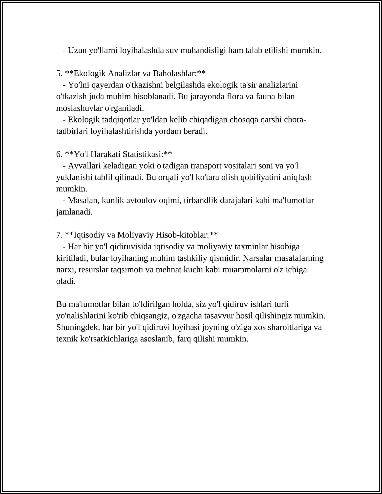 AVTOMOBIL YO’LLARINI MUXANDISLIGIDA QIDIRUV ISHLARI TARKIBI VA TURLARI 4