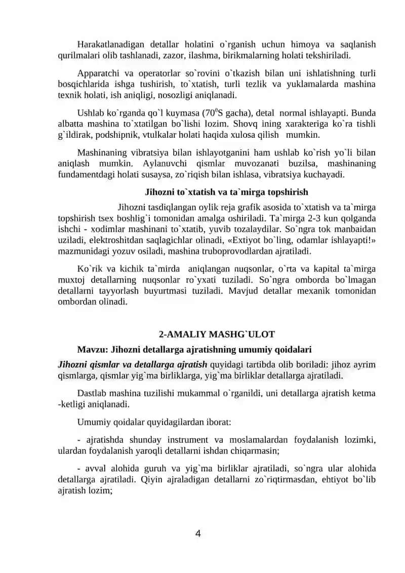 Jihоzni ta`mirlashning umumiy texnоlоgiyasi 4