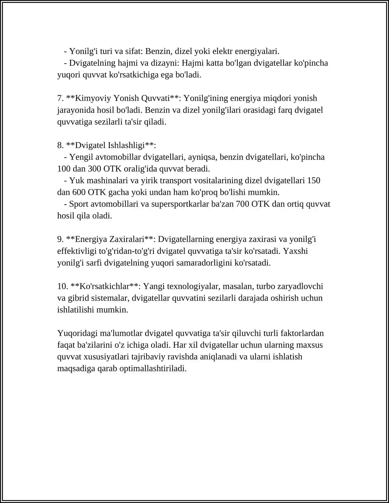 AVTOTRANSPORT VOSITALARINING TEXNIK KO‘RSATKICHLARI 4