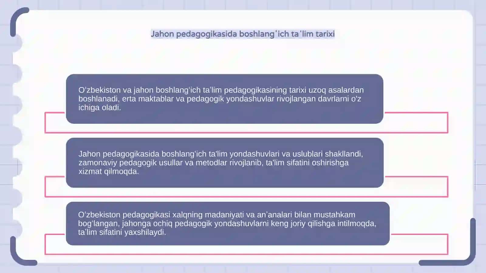 Oʻzbekiston va jahon boshlangʻich taʼlim pedagogikasi tarixi 4