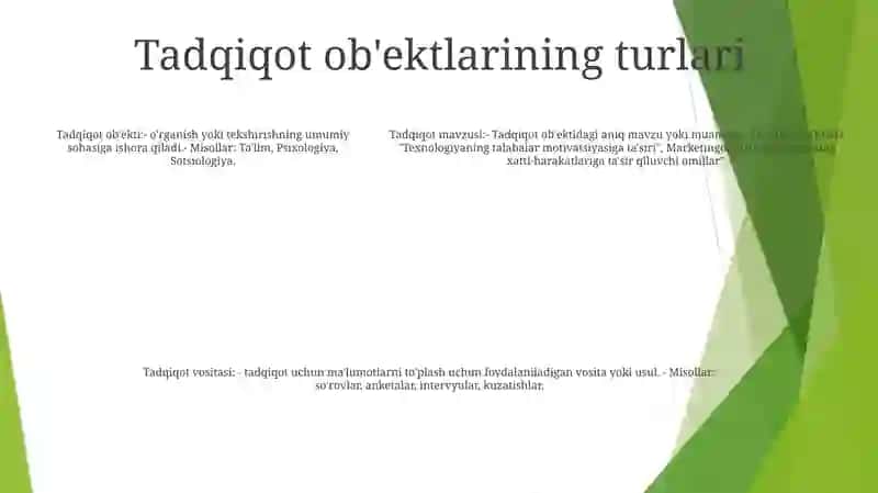 Ilmiy Tadqiqotning Ob'Yekti Va Predmetini Belgilash 4