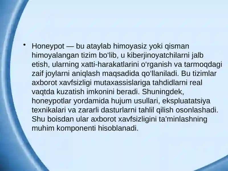Honeypot tizimlari va ularning ochiq kodli implementatsiyalari 4
