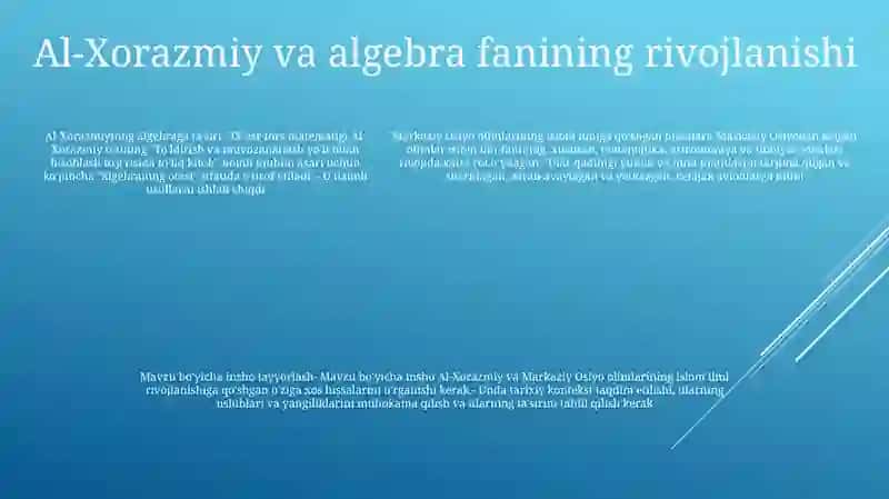 Markaziy Osiyo Allomalarining Islom Ilmlariga Qo'Shgan Xissasi Va Ularning Ahamiyati Esse Tayyorlash 4