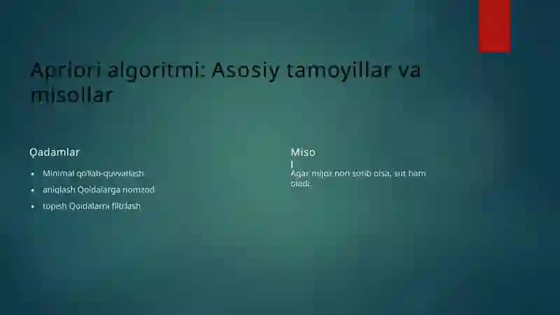 Assotsiativ qoidalarni izlashga kirish 4