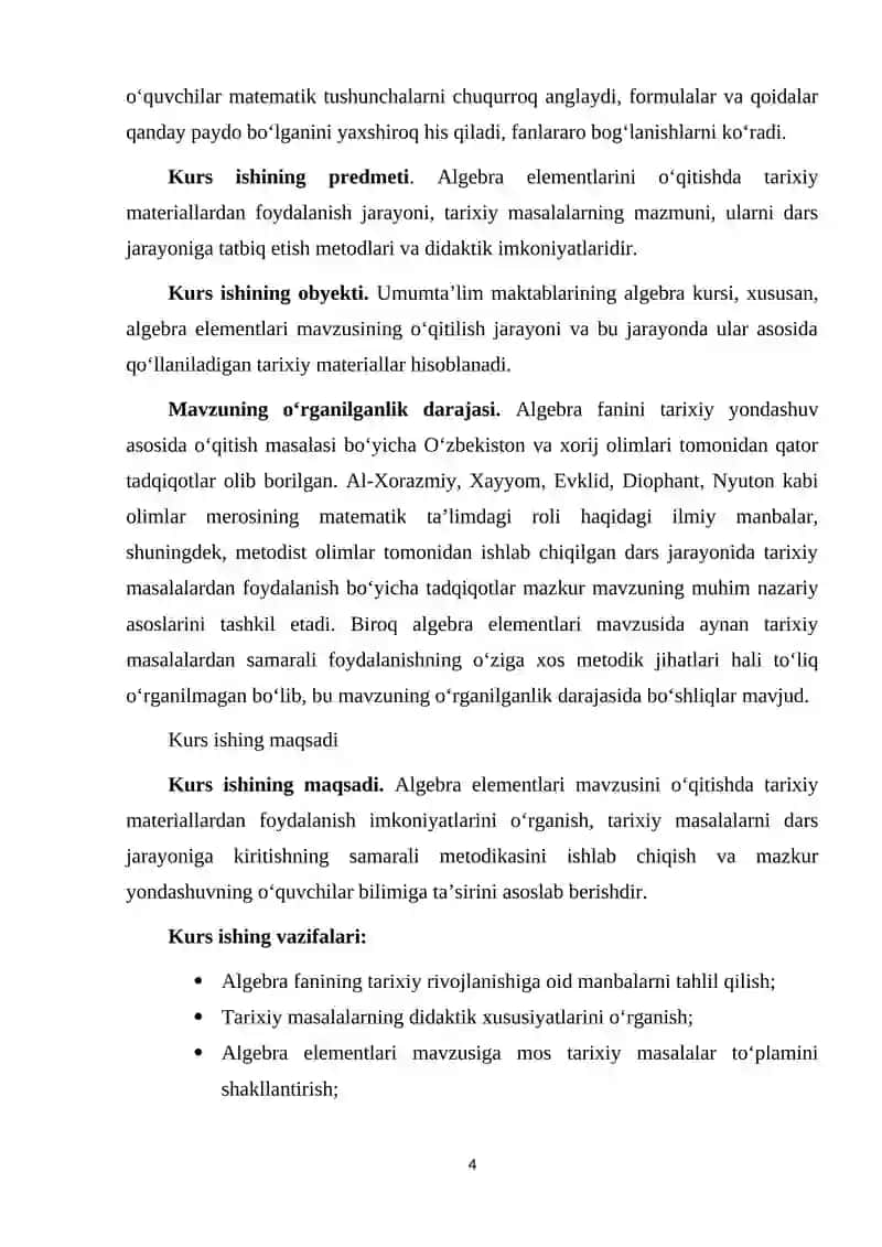 Algebra elementlar mavzusida tarixiy materiallardan foydalanish. Tarixiy masalalar 4