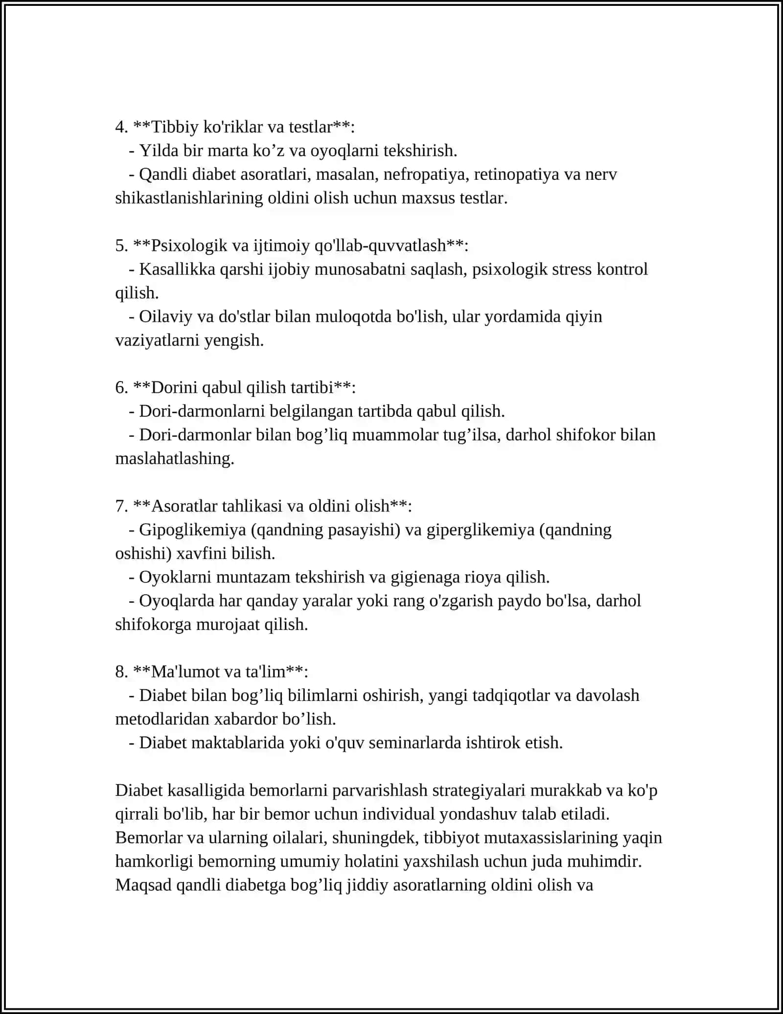ENDOKRINOLOGIK KASALLIKLARDA BEMORLARNI PARVARISHLASH 4