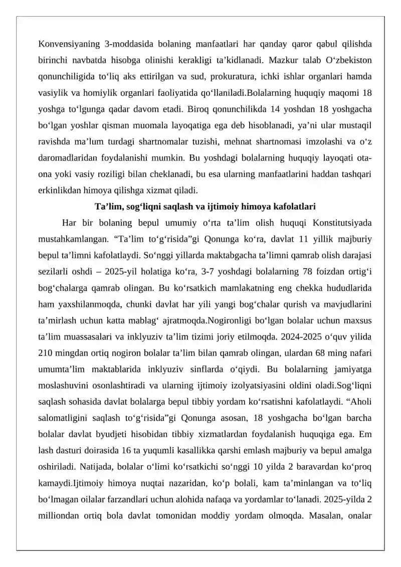 Voyaga yetmaganlar huquqining kafolatlari 4