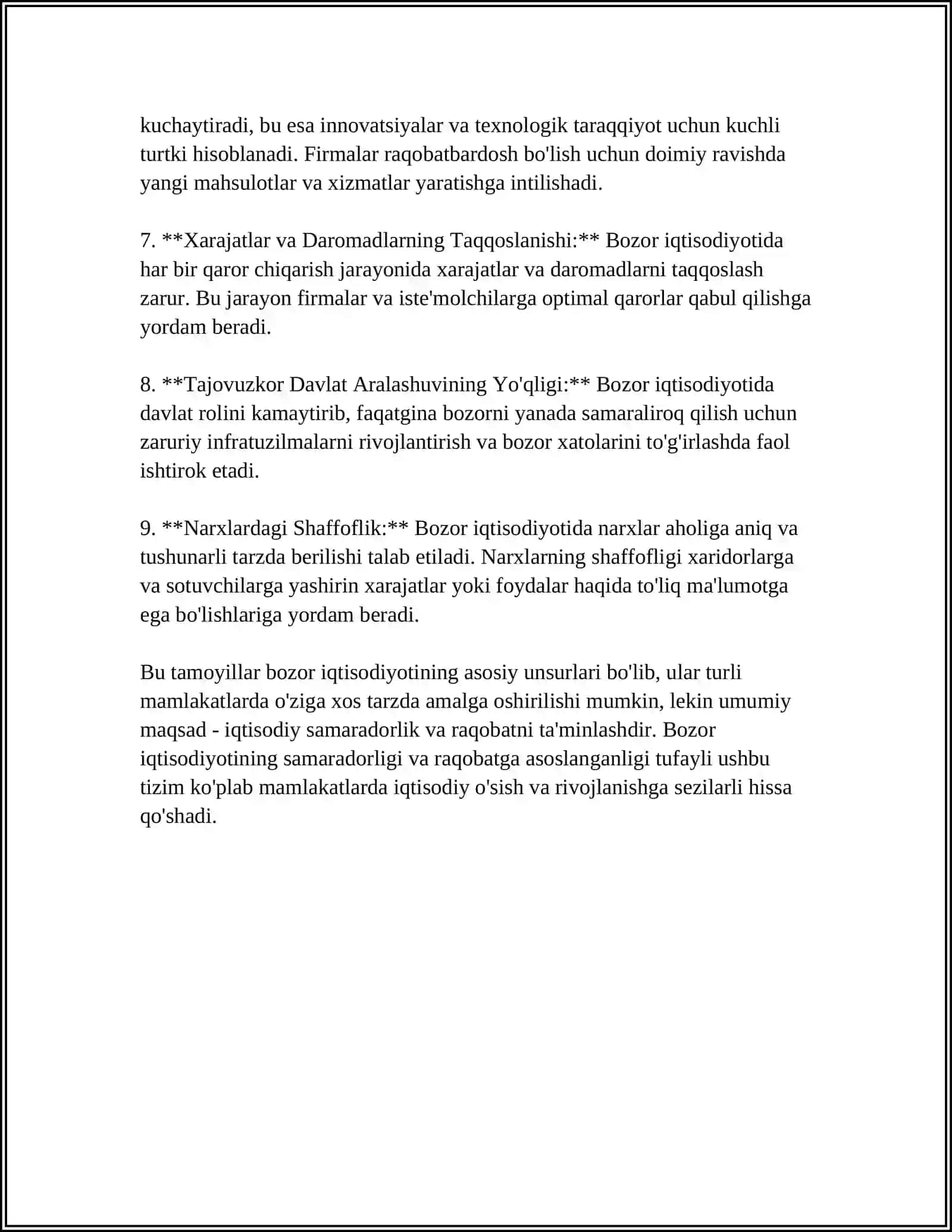 BOZOR IQTISODIYOTINING IJTIMOIY YO'NALTIRILGANLIGI VA UNING O'ZBEKISTONGA XOS XUSUSIYATLARI 4
