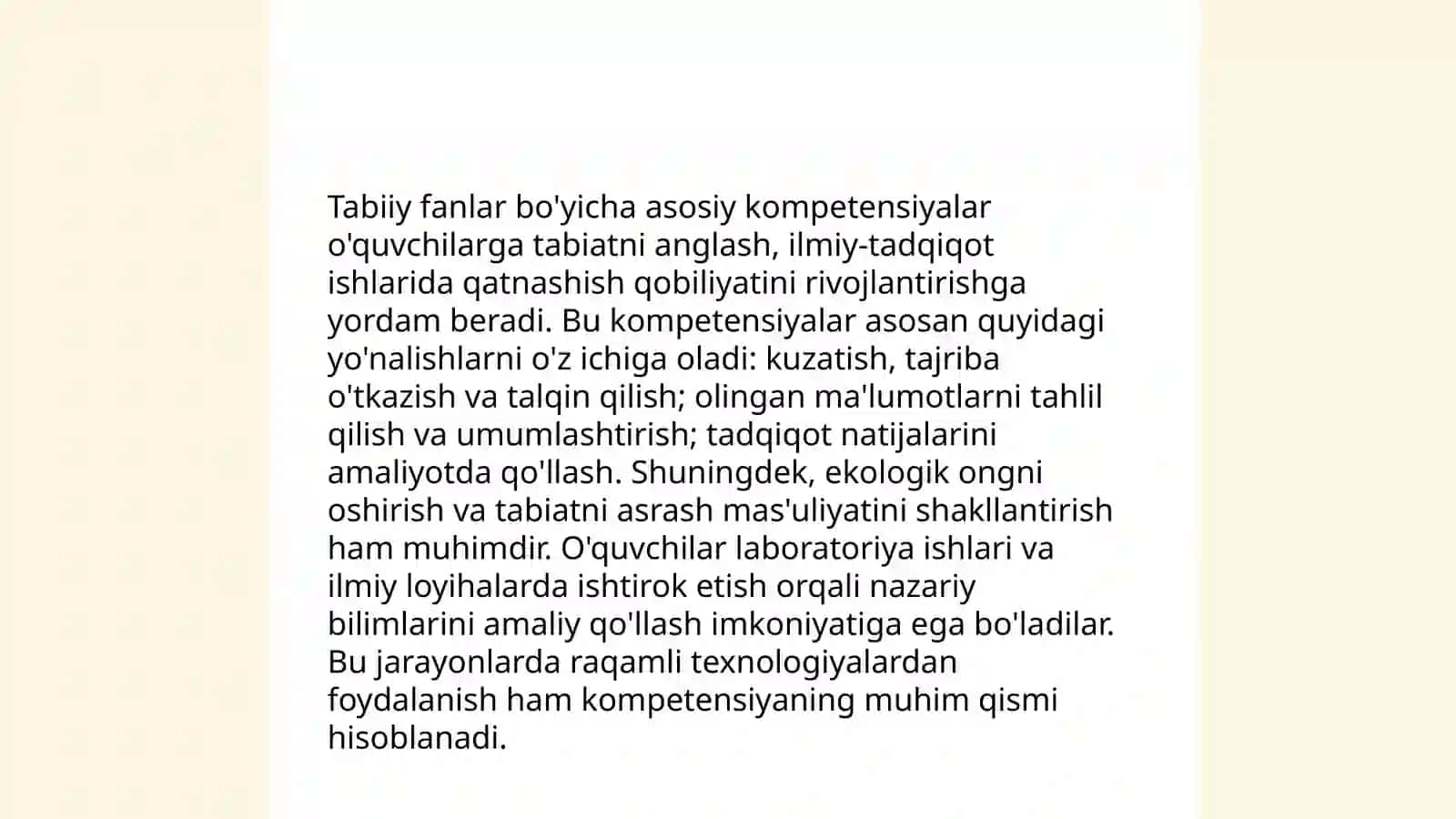 Boshlang'ich maktablarda tabiiy fanlarning mazmuni va o'quv dasturining tahlili 4
