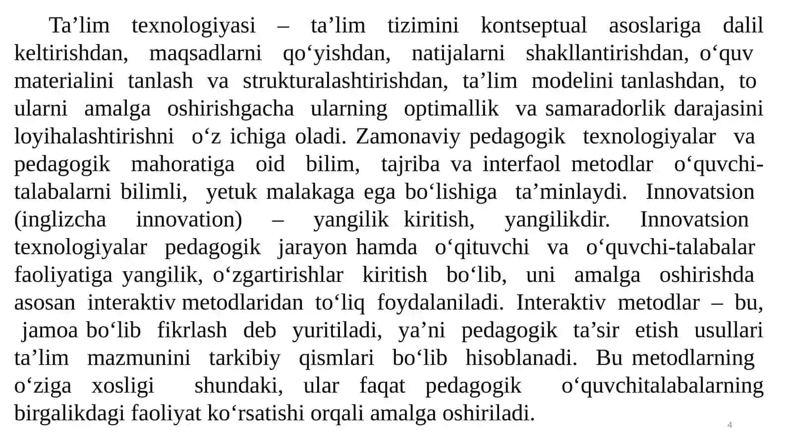 Kompetentliknishakllantirish texnologiyalari va mezonlari 4