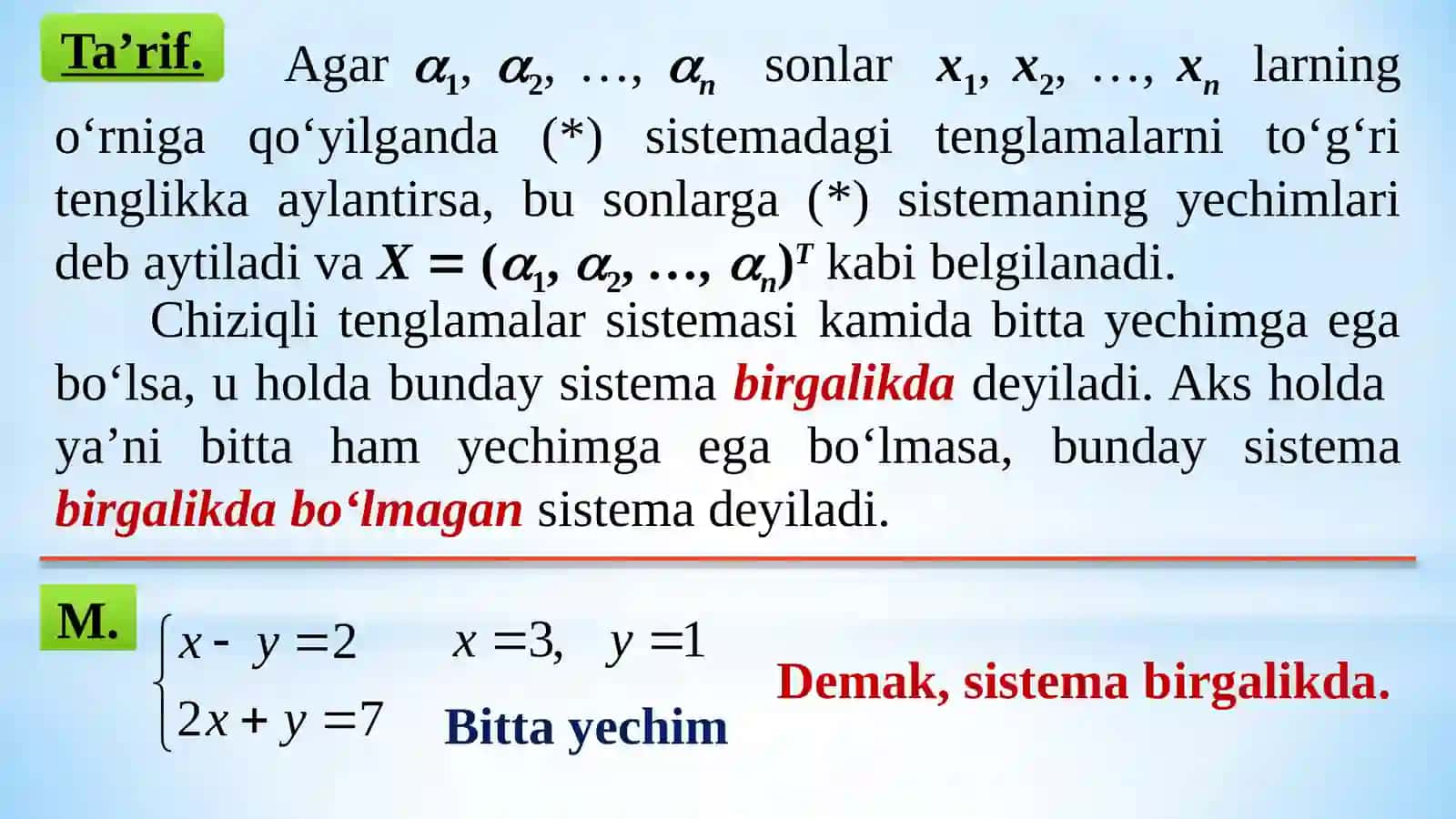 Chiziqli algebraik tenglamalar sistemasini yechishning Gauss va Gauss-Jordan usullari 4