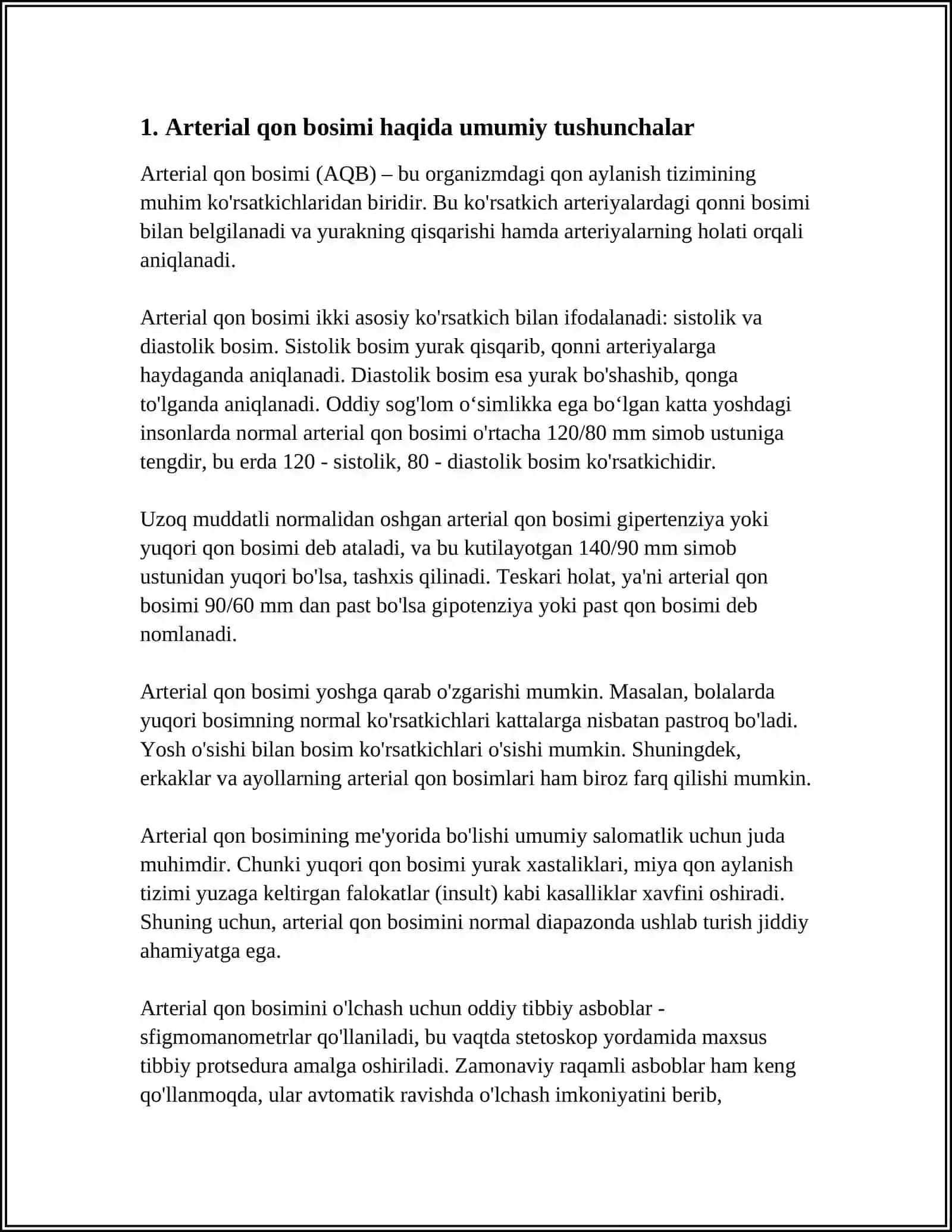 ARTERIAL BOSIMNING ANIQLASHNING FIZIK ASOSLARI. PULS TULQINI 4