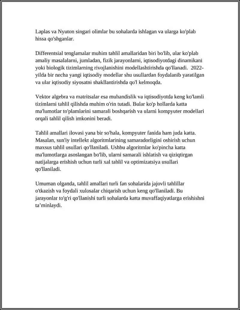 TAHLIL AMALLARINING TURLARI VA ULARNI TEKSHIRISHDA QOLLASH TARTIBI 4