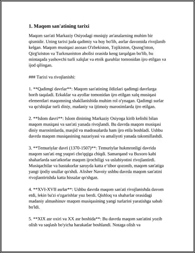 17 -19 ASRLARDA XALQ VA PROFESSIONAL SAN'AT TURI MAQOMNING PAYDO BOʻLISHI XAMDA MAQOMLARNING UMUMIY ASOSLARI 4
