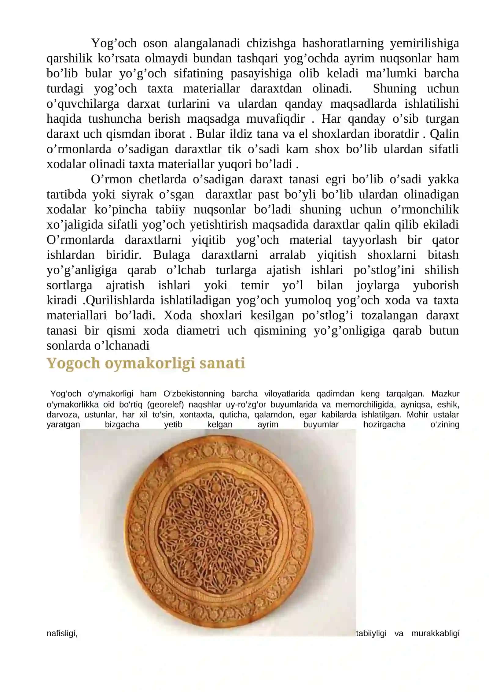 Yog’och o’ymakorligi san`ati uning o’ziga xos hususiyatlari 4