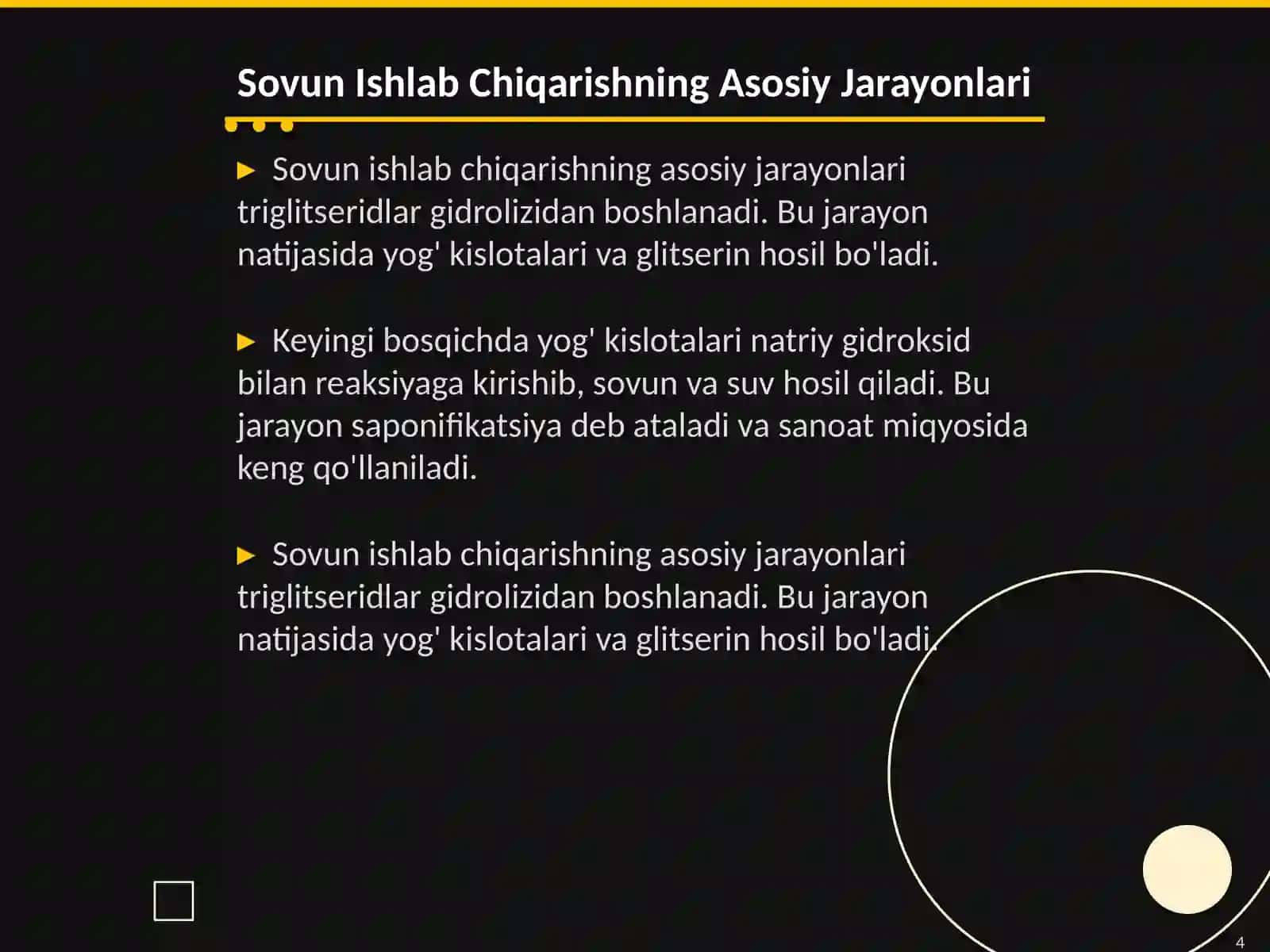 Xo'jalik sovun restepturasi Oziq ovqat texnalogiya asoslari fani 4