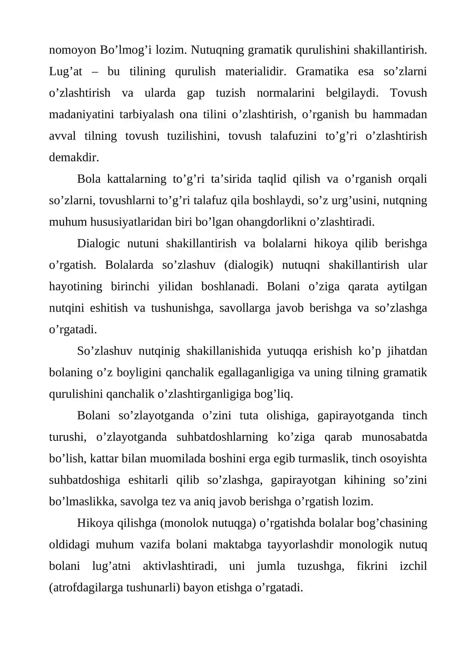 Maktabgacha yoshdagi bolalar nutqiga qo’yilgan talablar 4