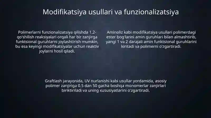 Polimerlarni kimyoviy modifikatsiyasi 4