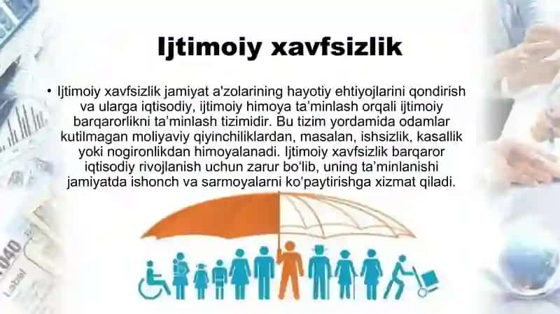Inson taraqqiyotini ta’minlash va ijtimoiy xavfsizlik o‘rtasidagi bog‘liqlik masalalari. 4
