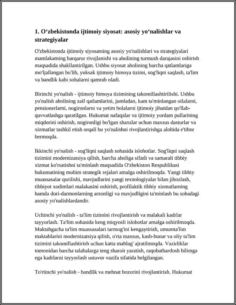 O‘ZBEKISTONDA IJTIMOIY SOHADA AMALGA OSHIRILAYOTGAN O‘ZGARISHLAR MAZMUN VA MOHIYATI 4