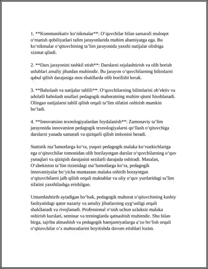 O'QITUVCHI FAOLIYATIDA PEDAGOGIK MAHORATI 4