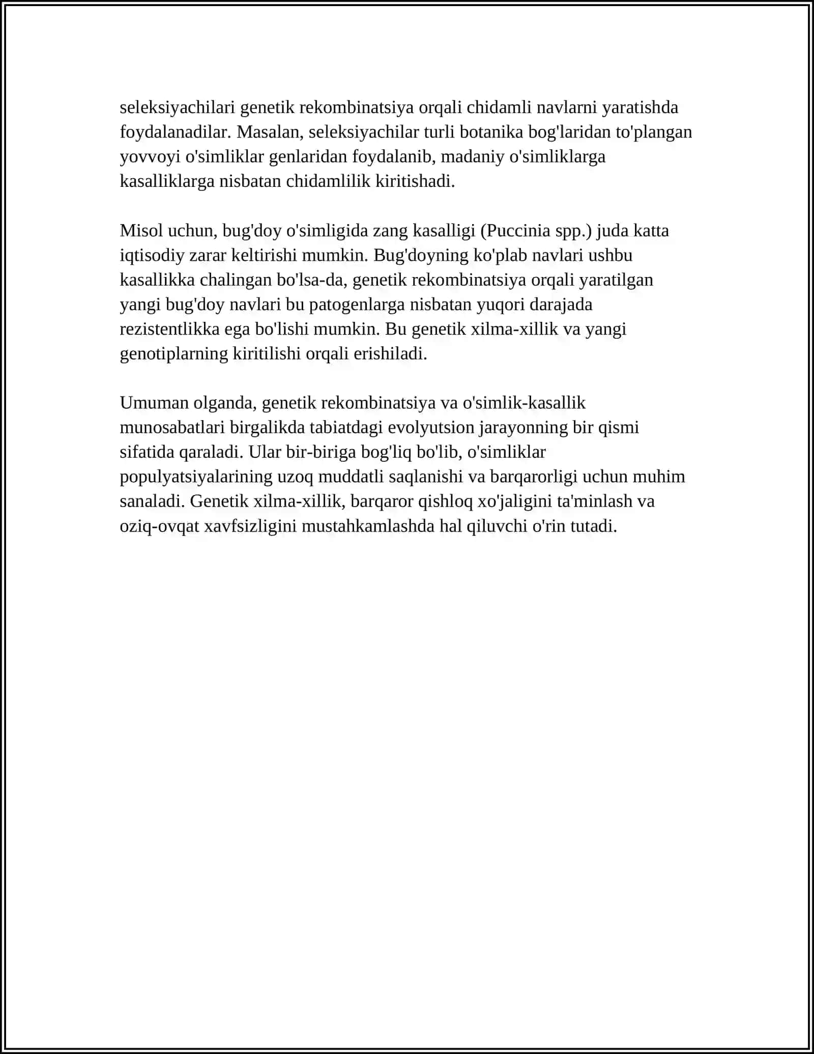 O'SIMLIK VA KASALLIK QO'ZG'ATUVCHILAR ORASIDAGI O'ZARO MUNOSABATLAR GENETIKASI 4