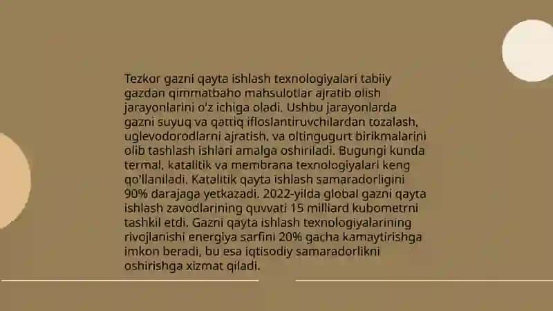 Gazni dastlabki tozalash usullari 4