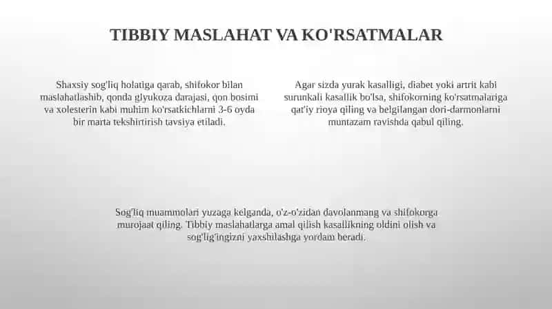Sog'liq Guruhlari uchun Kundalik Tartib 4