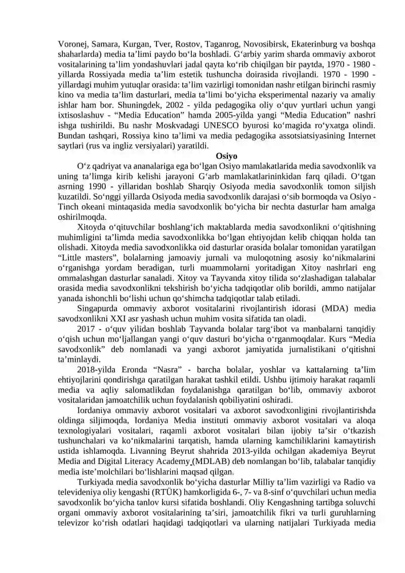 Mediasavodxonlik va axborot madaniyati fanining predmeti, maqsadi va vazifalari 4