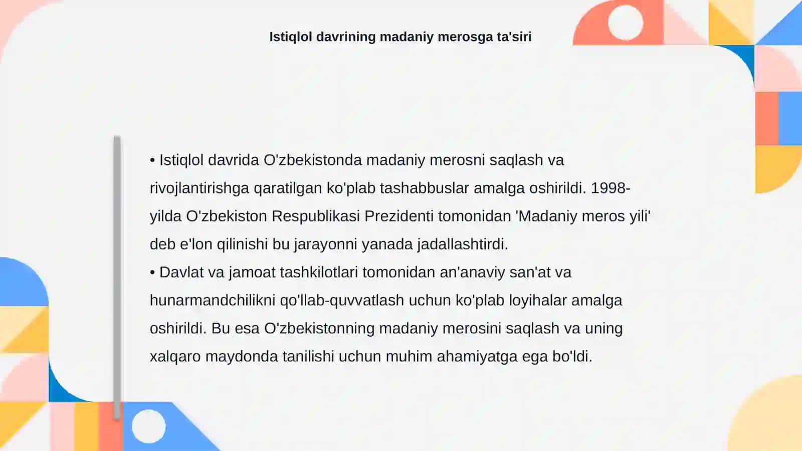 Mustaqillik arafasi va istiqlol davri tanqidchiligining yetakchi tamoyillari:madaniy merosga yangicha munosabat 4