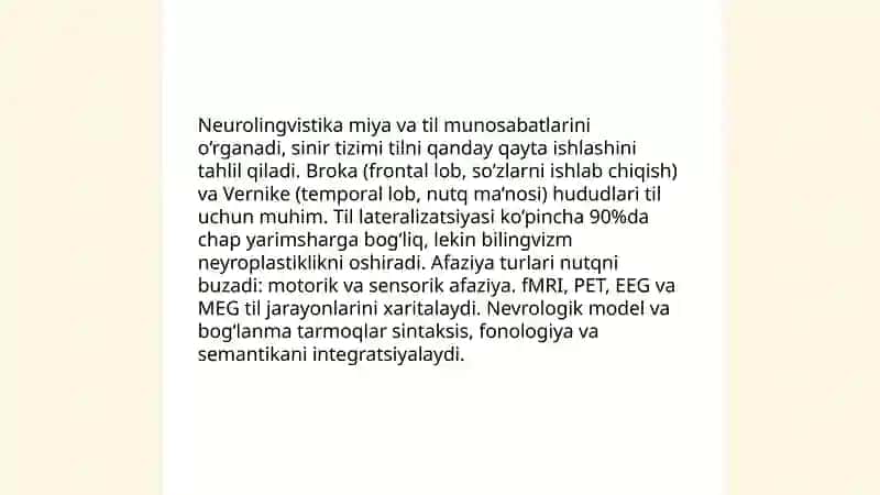 Biolingvistika: tilning biologik asoslari 4
