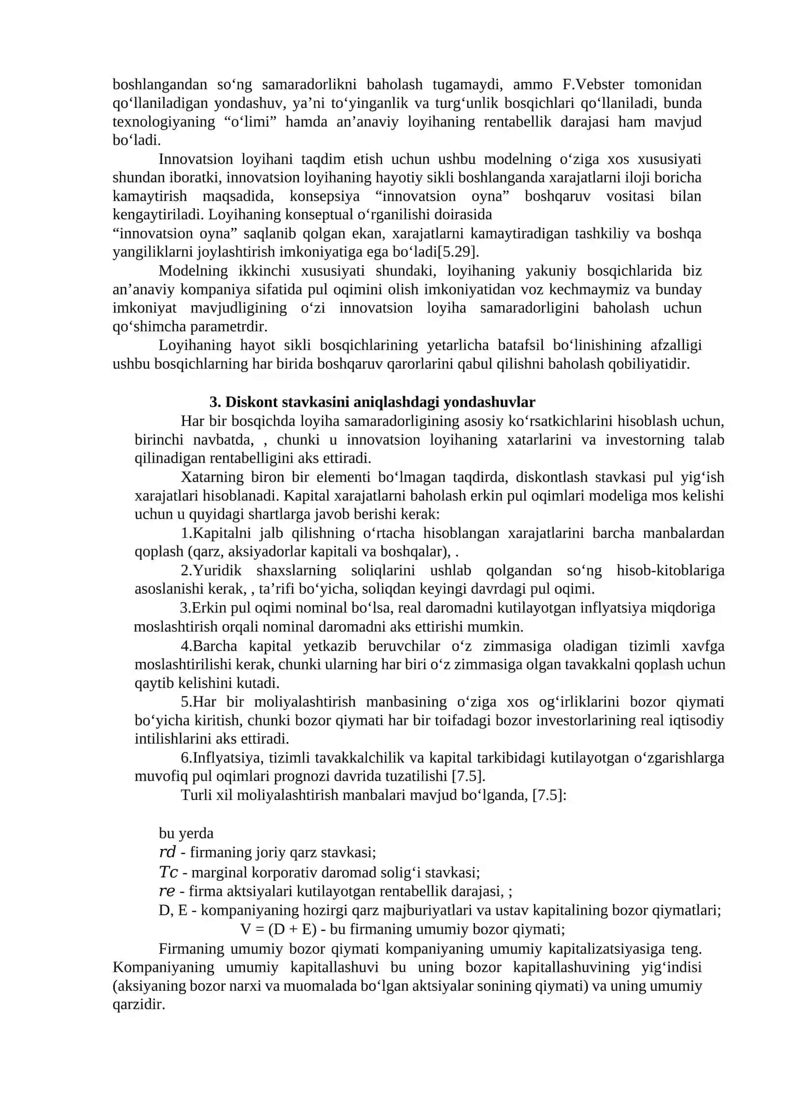 Innovatsion loyihaning samaradorligi va qiymatini 4