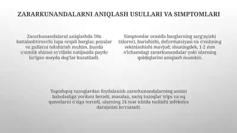 Dorivor o'simliklarni so'ruvchi zararkunandalarni aniqlash va qarshi kurash choralari 4