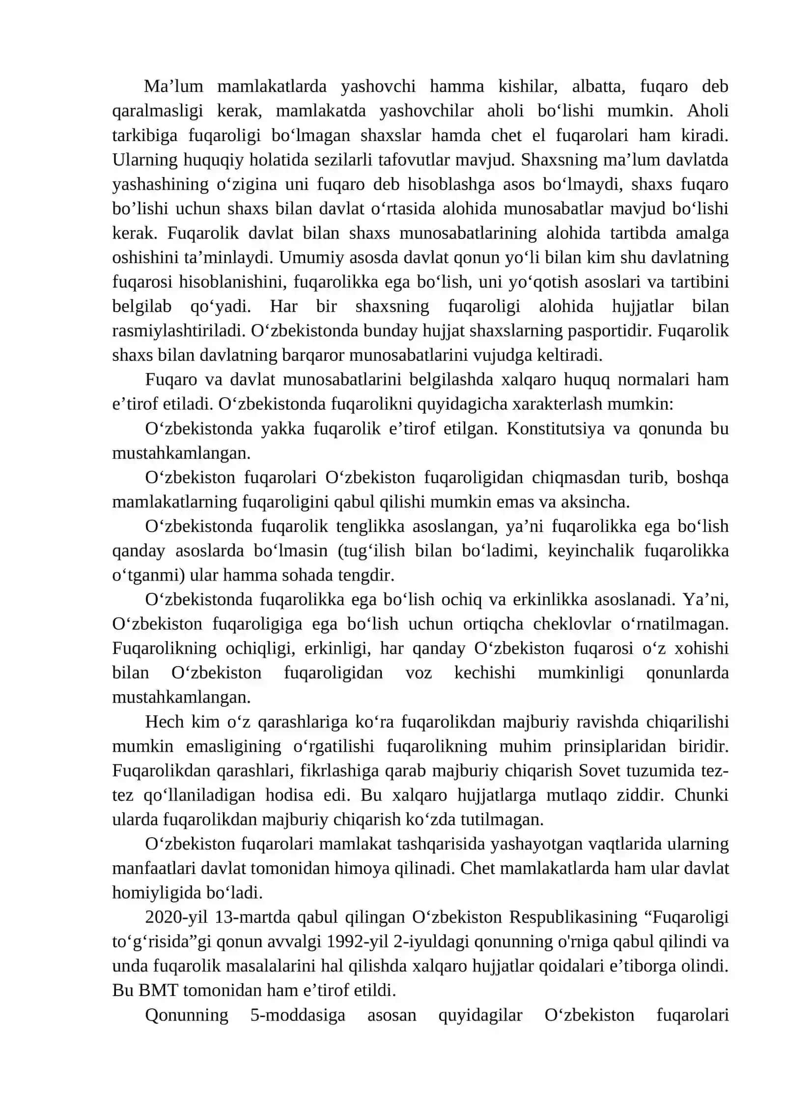 O'zbekiston Respublikasi Konstitutsiyasida Insonning Shaxsiy va Siyosiy Huquqlari 4