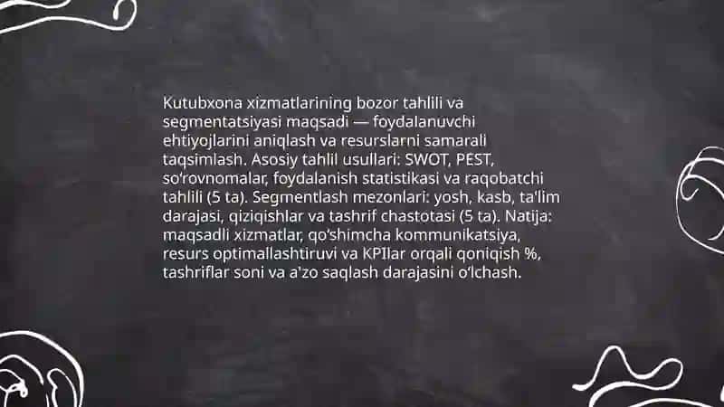 Kutubxona axborot faoliyatida marketing boshqaruvining asosiy jihatlari 4