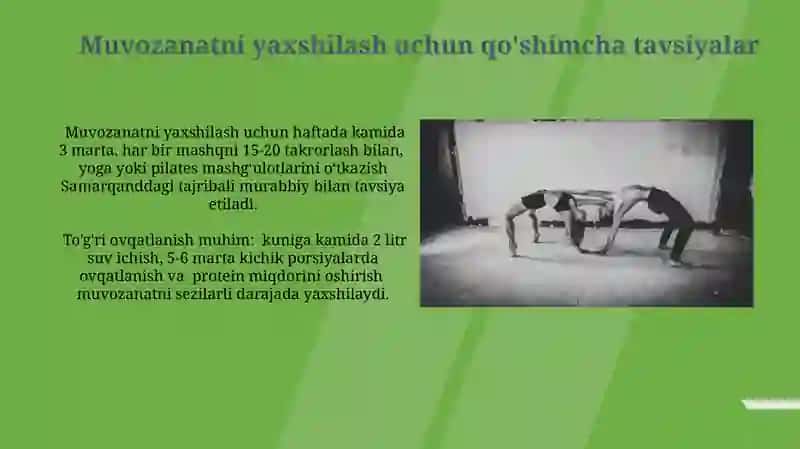 Muvozannat saqlash mashqlarini bajarish 4