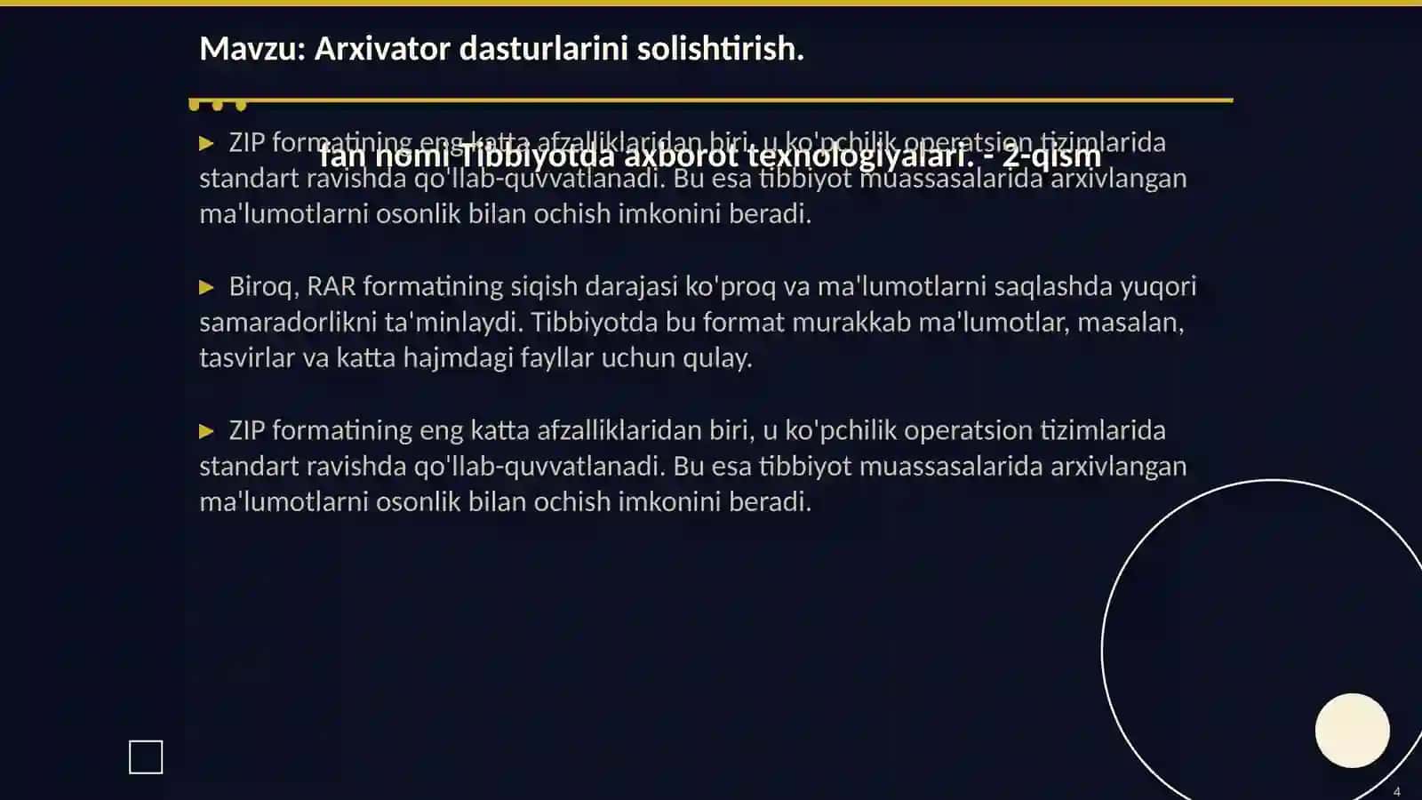 Arxivator dasturlarini solishtirish 4