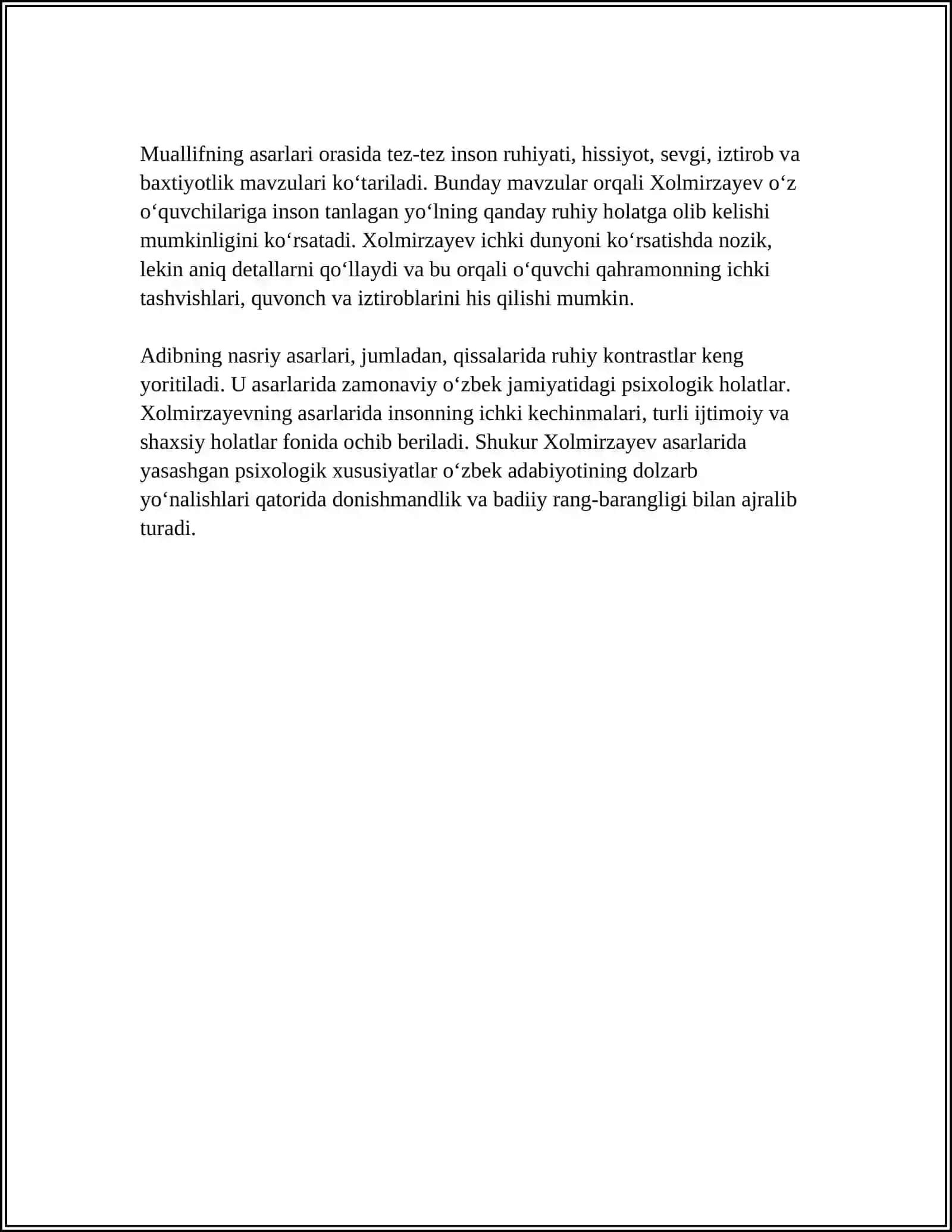 SHUKUR XOLMIRZAYEV ASARLARIDA INSON PSIXOLOGIYASI TALQINI 4