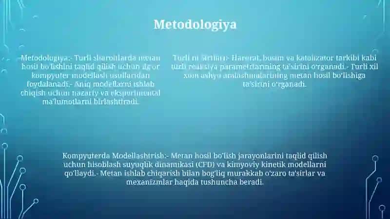 Turli Ni Sirtlari Bilan Metan Turlarini Kompyuterda Modellashtrish 4