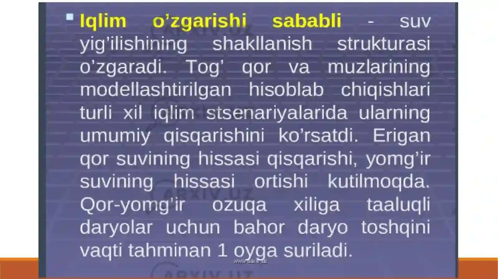 MARUZA: IQLIM O‘ZGARISHINI OLDINI OLISH BO‘YICHA CHORA-TADBIRLAR 4