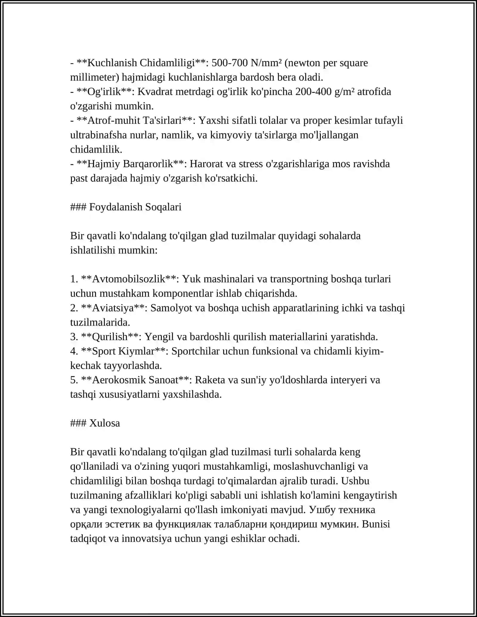 BIR QAVATLI KO'NDALANG TO'QILGAN GLAD TO'QIMASI TUZILISHI XUSUSIYATLARI VA LOYIHALASH 4