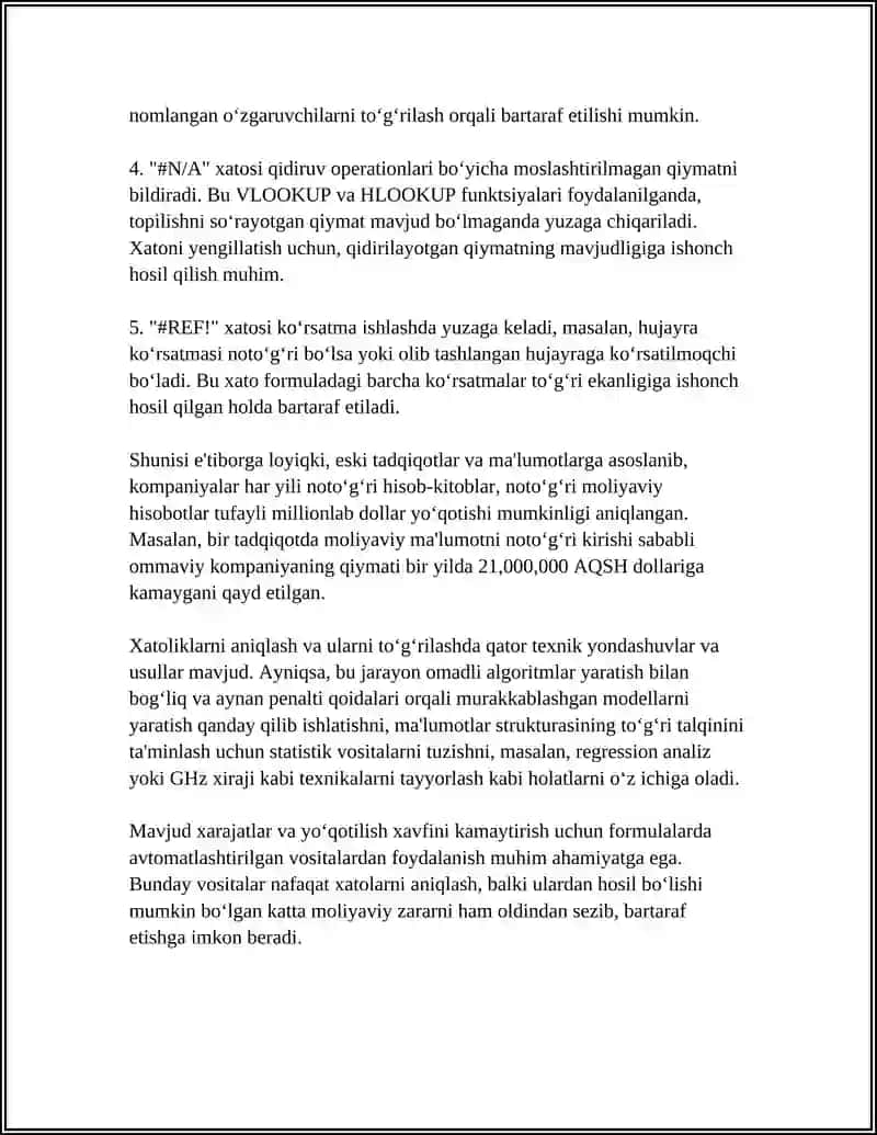 MS EXCEL DASTURIDAGI XATOLIKLAR 4