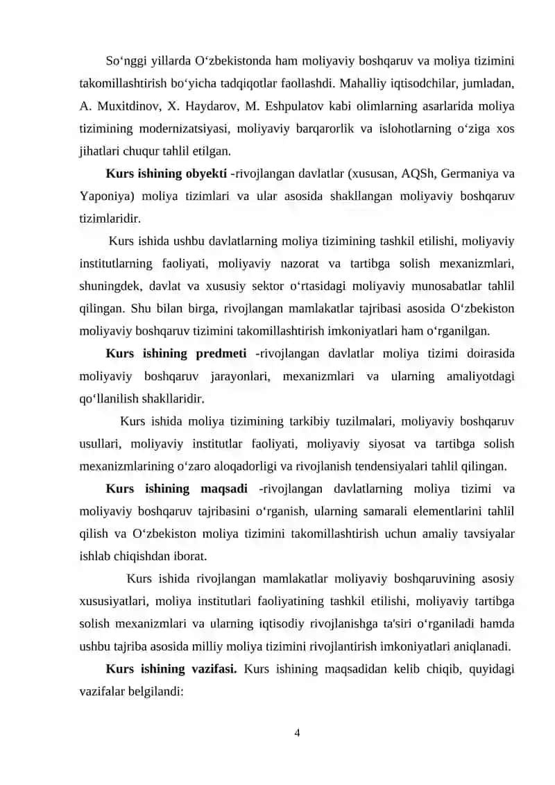 Moliyaviy boshqaruv: rivojlangan davlatlarda moliya tizimi misolida 4