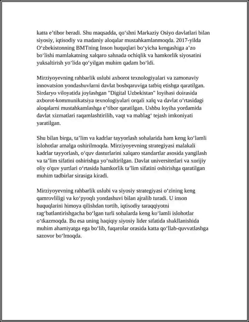 SHAVKAT MIRZIYOEV HAQIQIY SIYOSIY LIDER 4