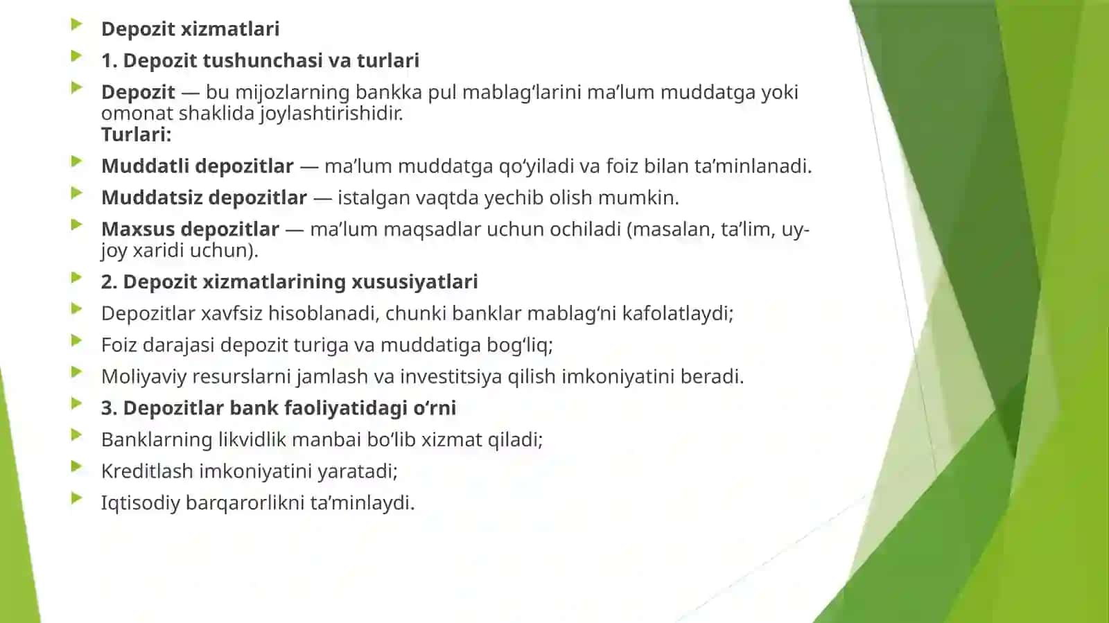 Depozit va kredit xizmatlari 4